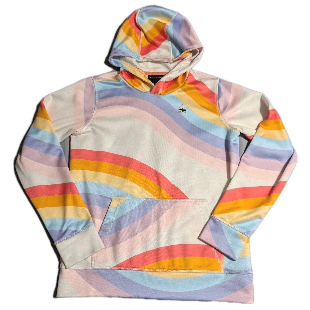 Burton Kids Oak Pullover Hoodie Youth Large Rainbow Pastel Ski Snowboard